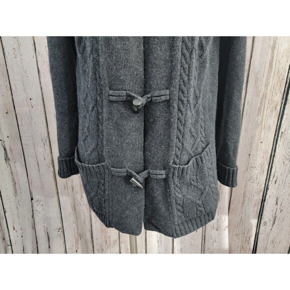 RALPH LAUREN Women's Medium Toggle Closure Hooded‎ Merino Cardigan Sweater EUC - Picture 5 of 13